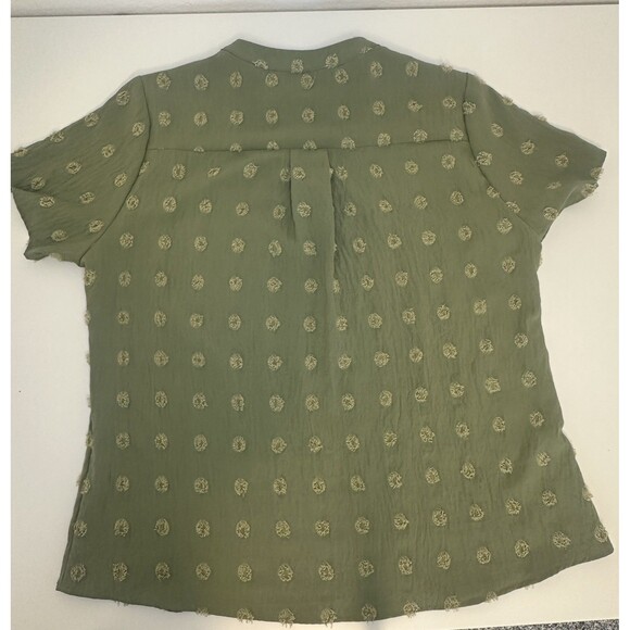 Blooming Jelly Womens Shirt Size XL Polka Dot Short Sleeve Textured V Neck Flowy - Picture 3 of 4